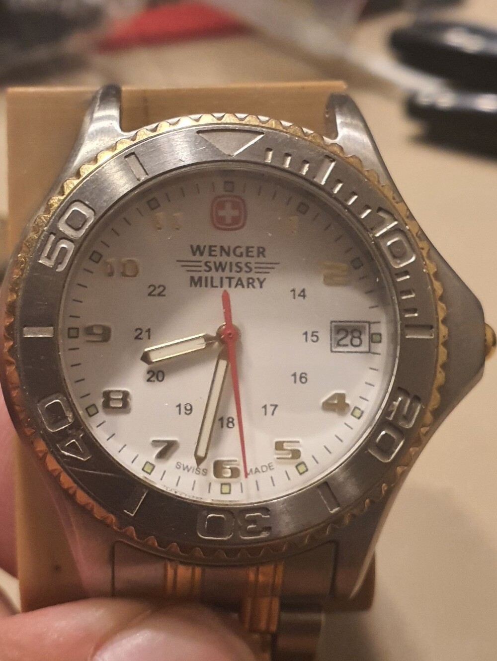 Wenger Swiss Miltary Two-Tone Stainless Steel Men's Watch w/Date For Band Repair